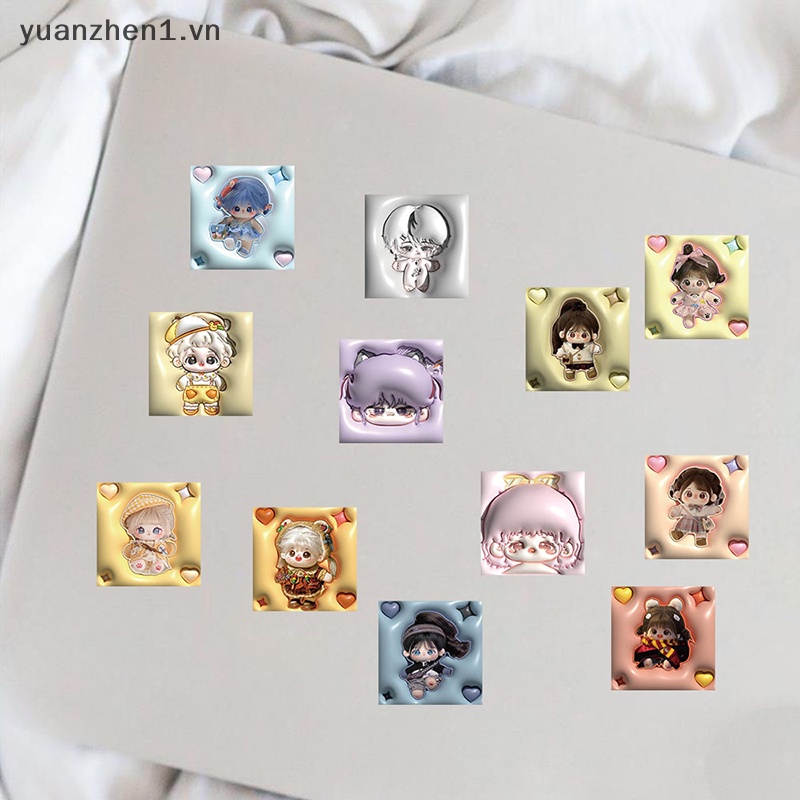 Bộ 62 Miếng Dán Trang Trí Xe Hơi / Ván Trượt / Laptop Hình Búp Bê Hoạt Hình Bằng Cotton
