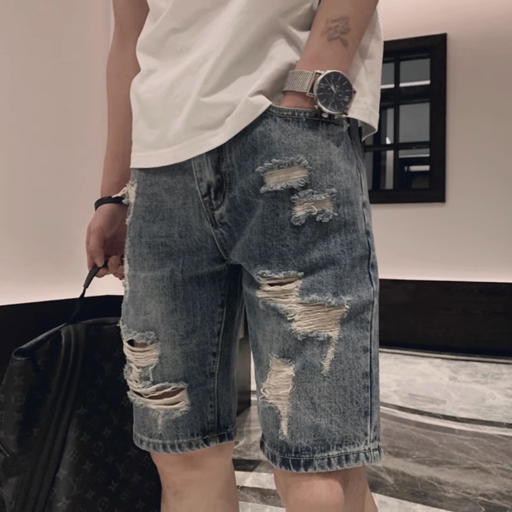 Quần Short Denim Rách Thời Trang Mùa Hè Hàn Quốc 2023 Mới Cho Nam