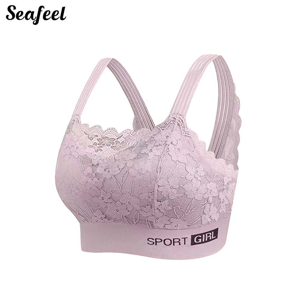 Áo Ngực Thể Thao Nữ Dây Bản Rộng Chữ V Có Đệm Nâng Ngực Chống Chảy Xệ Phối Ren