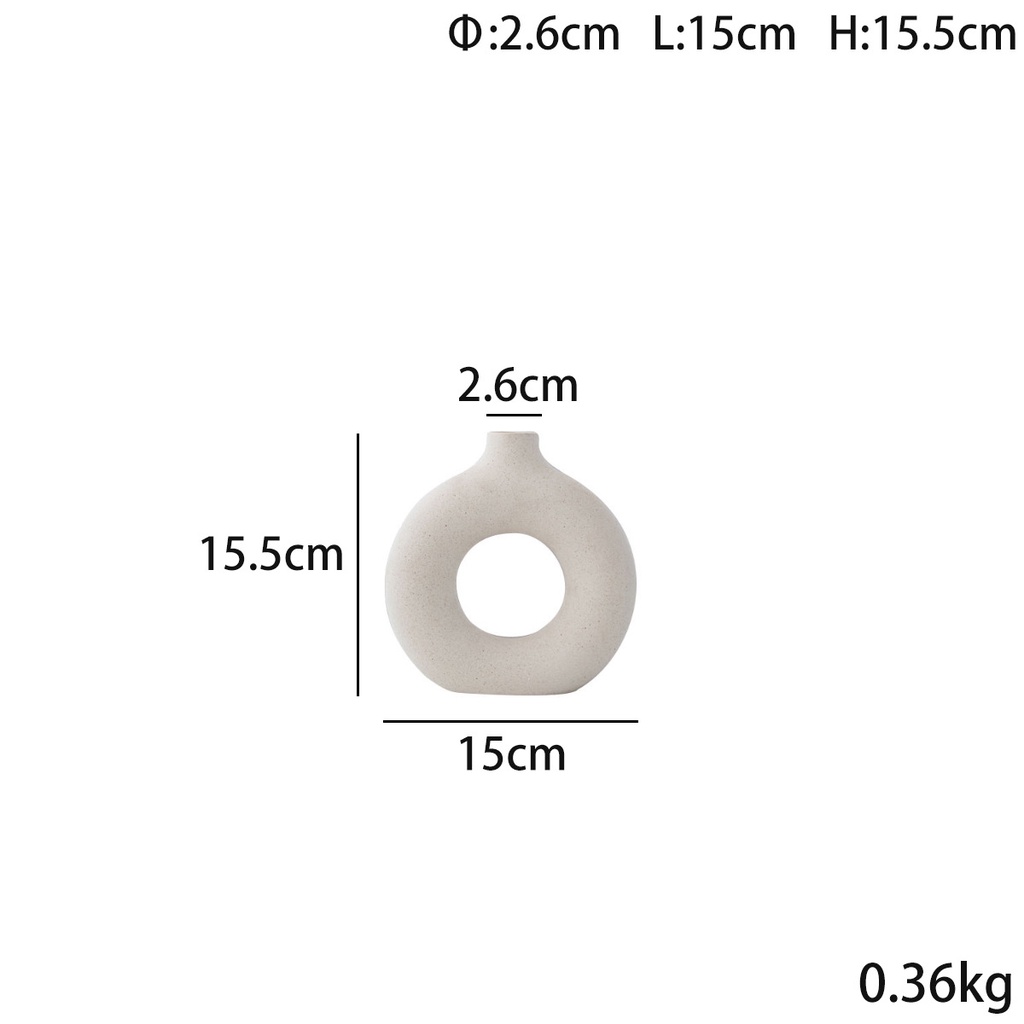Lọ Hoa Hình Tròn Bằng Gốm Màu Trắng Mặt Nhám Phong Cách Hiện Đại Trang Trí Nhà Cửa
