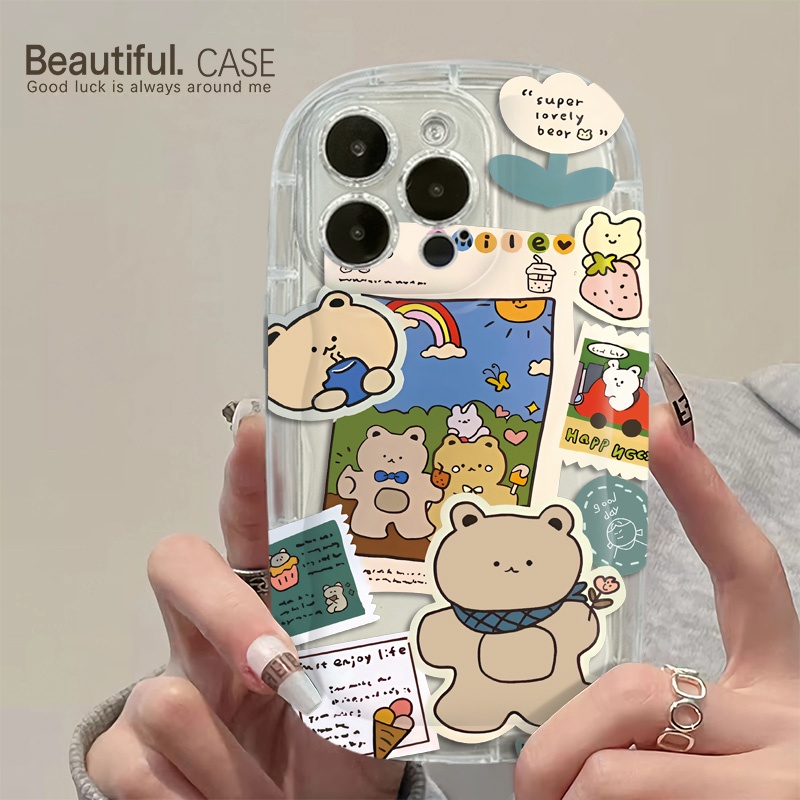 Ốp Điện Thoại Silicone Mềm Trong Suốt Chống Sốc In Hình Gấu Dễ Thương Cho IPhone 14 13 12 11 Pro Max XS X XR 8 + 7 Plus