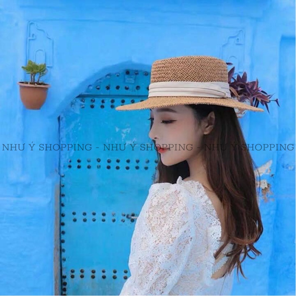 Mũ cói nữ rộng vành tự nhiên cói VN đóng gói hộp to không bị hỏng form nón đi biển dạo phố-muvientrangVN