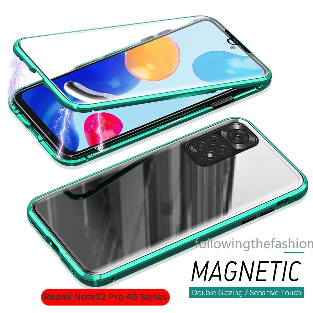 Ốp Điện Thoại Kính Cường Lực Hai Mặt Bảo Vệ 360 Độ Cho Xiaomi Redmi Note 12 Pro 4G Note12 Note12 5G 12 4G 12 Pro + 12ProPlus 4G 5G° Ốp Điện Thoại Cứng Thời Trang Chống Sốc Cho Iphone