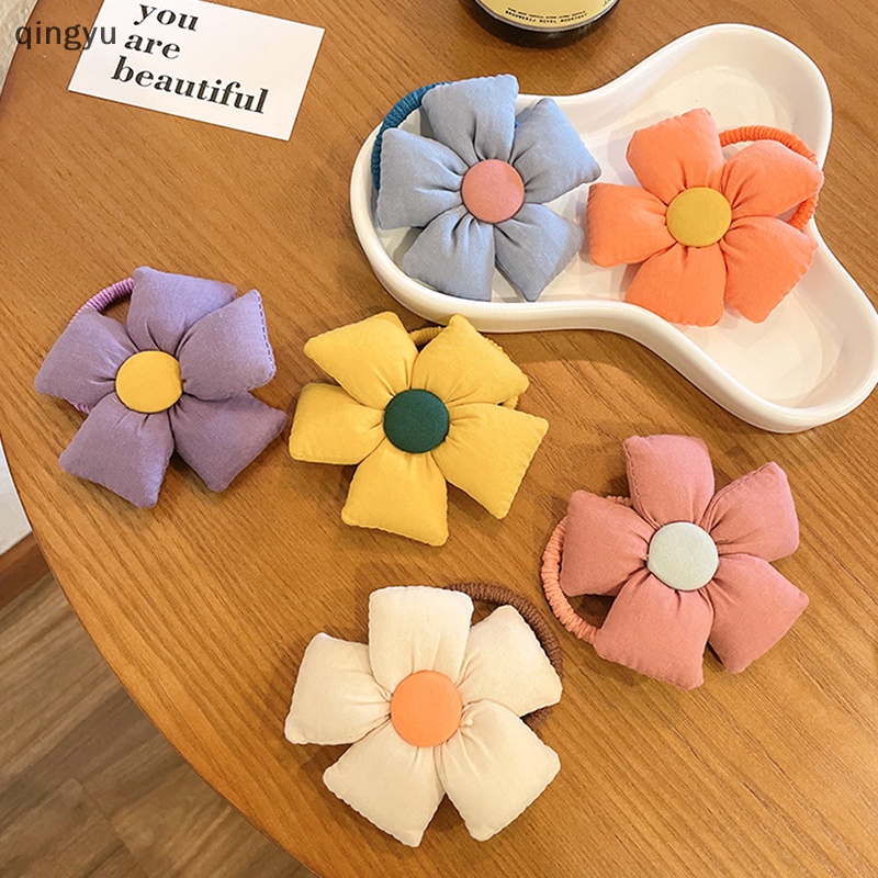 1 Dây Cột Tóc Co Giãn Đính Hoa Lớn Màu Kẹo Phong Cách Hàn Quốc Dễ Thương Cho Bé Gái