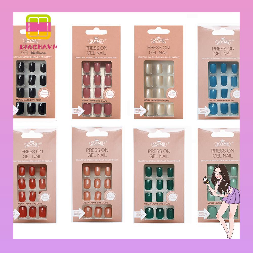 Hộp 24 Móng Tay Giả Đầu Vuông Che Phủ Toàn Diện Cho Nữ