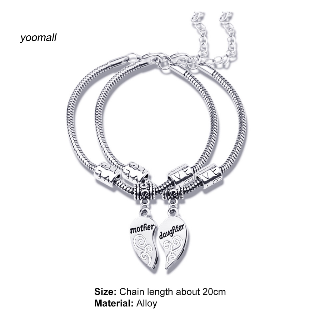 Bộ 2 Vòng Đeo Tay Bằng Hợp Kim Không Gỉ Hình Trái Tim Dành Cho Mẹ Và Bé