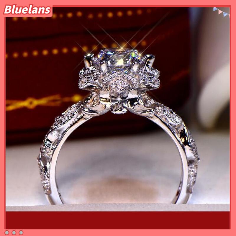 Nhẫn Đính Hôn Zhenrong Đính Đá Zircon Giả Hình Hoa Và Ngôi Sao 1 Carat Phong Cách Âu Mỹ