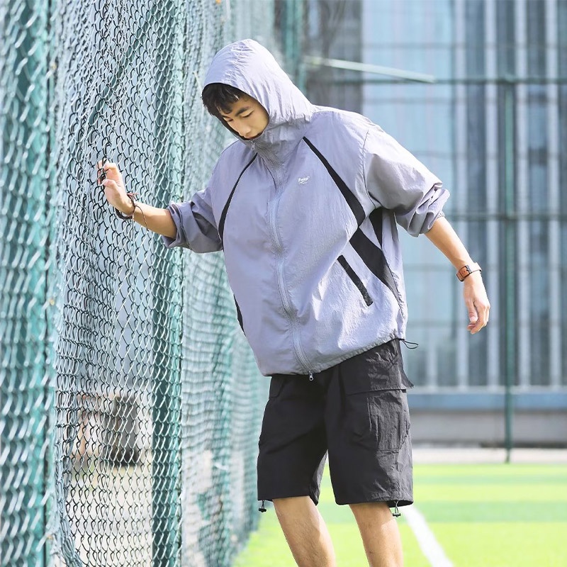 Áo Khoác Chống Nắng UV Dáng Rộng Màu Sắc Tương Phản Phong Cách Thể Thao Thời Trang Cho Nam