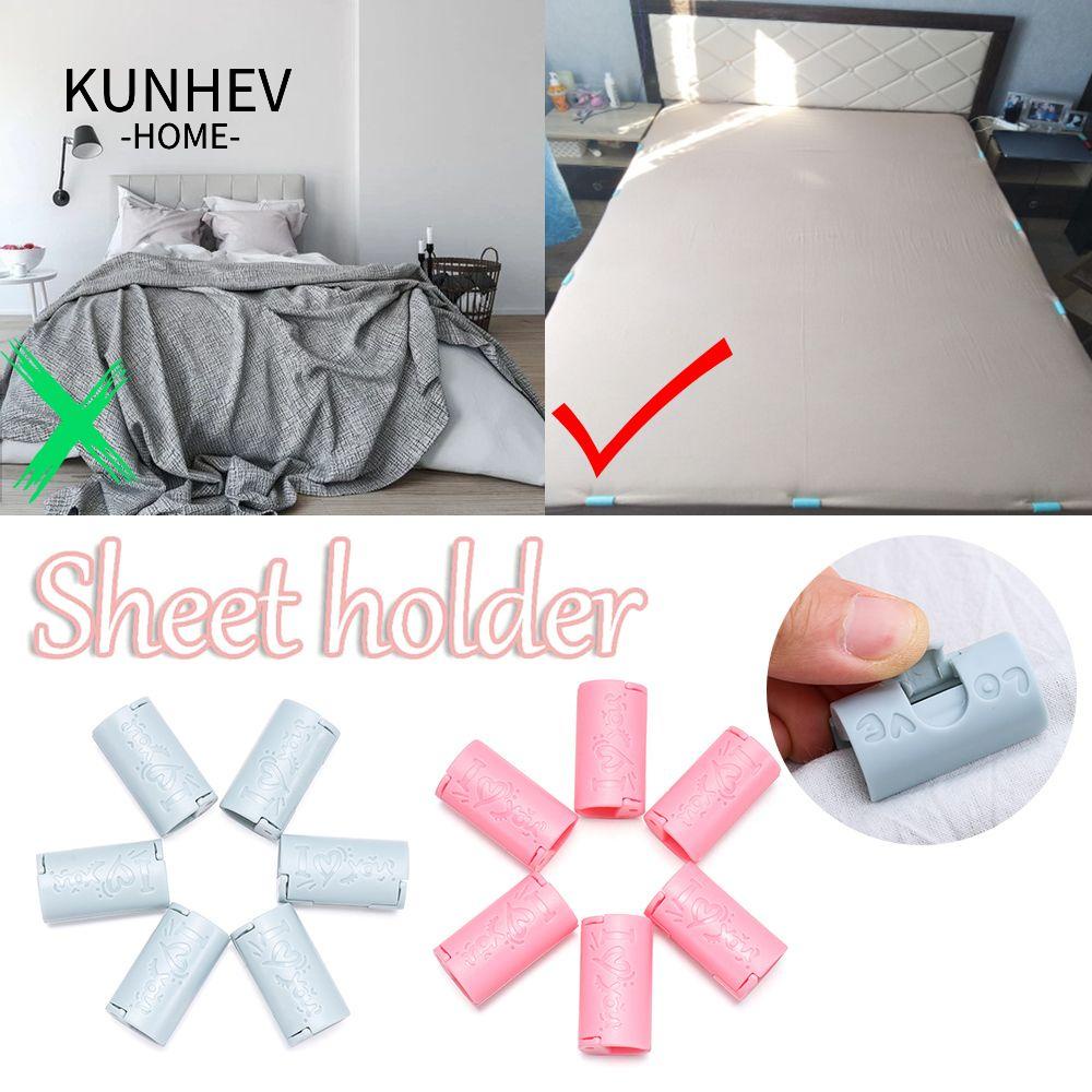 KUNHEV Set 6 Kẹp Cố Định Ga Trải Giường Không Kim Vô Hình
