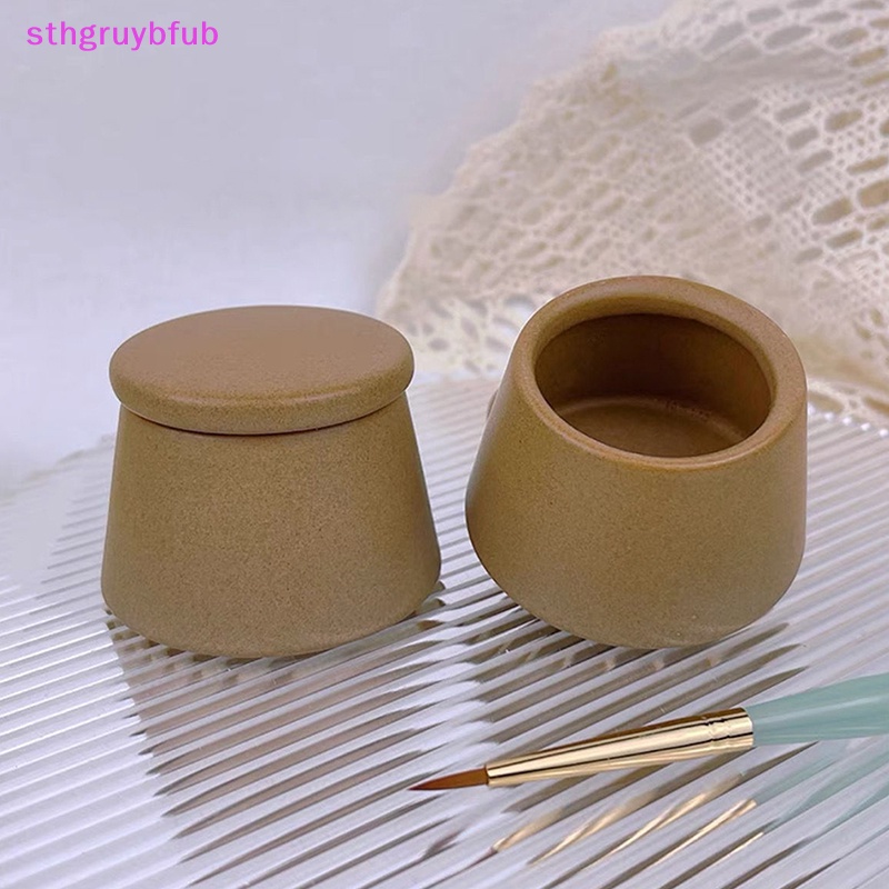 Cốc Sứ Dày Đựng Dung Dịch Tẩy Sơn Móng Có Nắp Đậy Tiện Dụng
