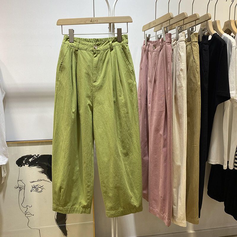 [F &amp; X] Quần Ống Rộng Dài Đến Mắt Cá Chân Dáng Suông Mỏng Lưng Thun Đơn Giản Phong Cách Nhật Bản Mùa Hè Cho Nữ