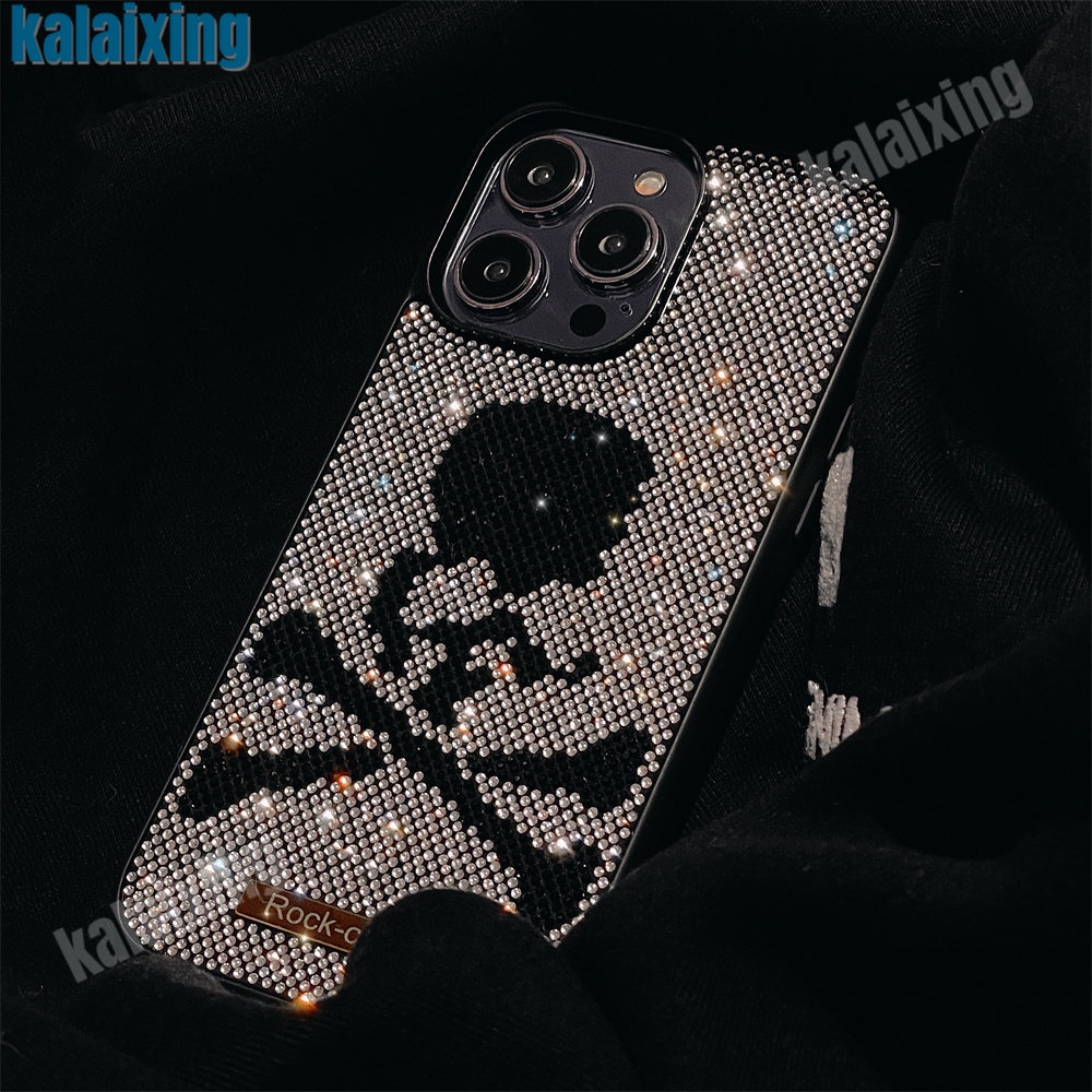 Ốp Điện Thoại Hình Đầu Lâu Đính Đá Lấp Lánh Sang Trọng Cho iPhone 14 Pro Max 14 Plus 12 13 Pro 11 Max
