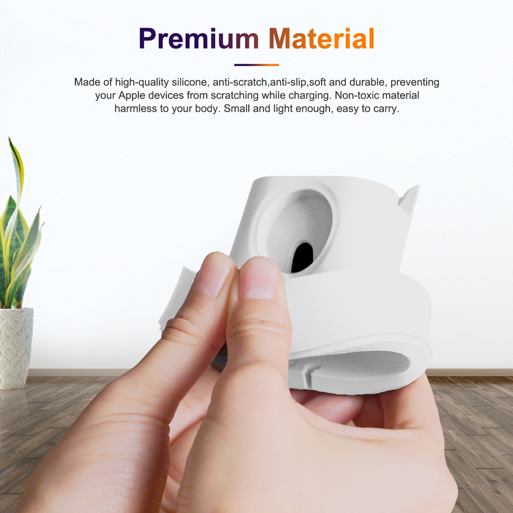 Đế Sạc Bằng Silicon 2 Trong 1 Cho IPhone 11 12 Pro Max IWatch Airpods Pro 2 3