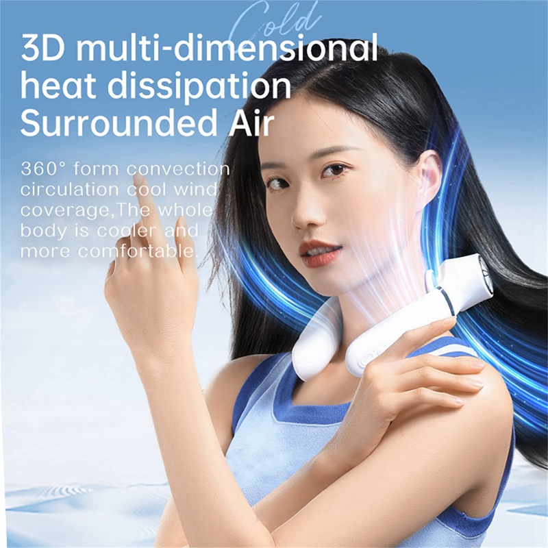 Quạt Làm Mát Đeo Cổ 4000MAh Màu Trắng Tiện Dụng Mang Theo Du Lịch Cắm Trại