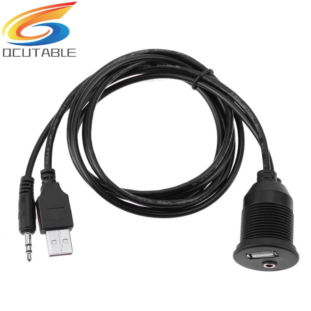 Dây Cáp Nối Dài Cho Bảng Điều Khiển Xe Hơi Moto USB 2.0 3.5mm M / F AUX