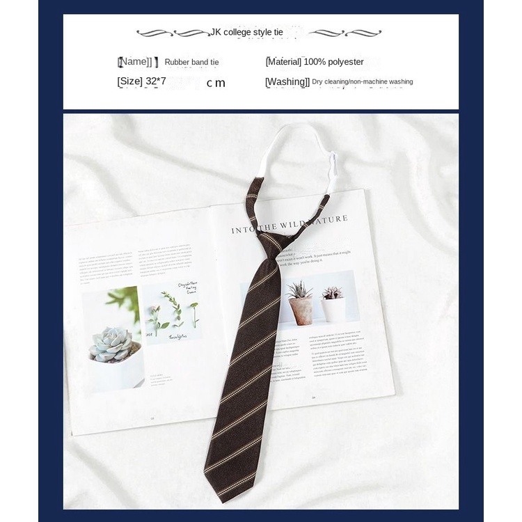 H Cà Vạt Ngắn Kẻ Sọc Nâu Phong Cách Preppy Nhật Bản Cho Nữ Sinh