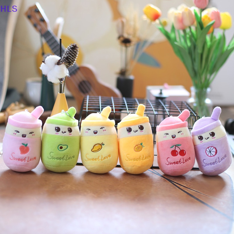 1 Búp Bê Nhồi Bông Hình Ly Trà Sữa 12cm Có Móc Khóa Dễ Thương