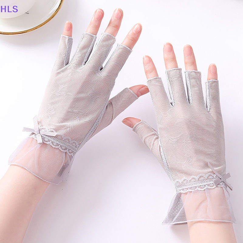 1 Cặp Găng Tay Lụa Lạnh Chống Tia UV Bảo Vệ Móng Tay