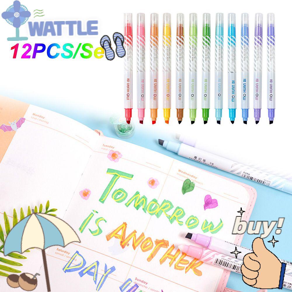 WTTLE Bộ 12 Bút Dạ Quang Thay Đổi Màu Sắc