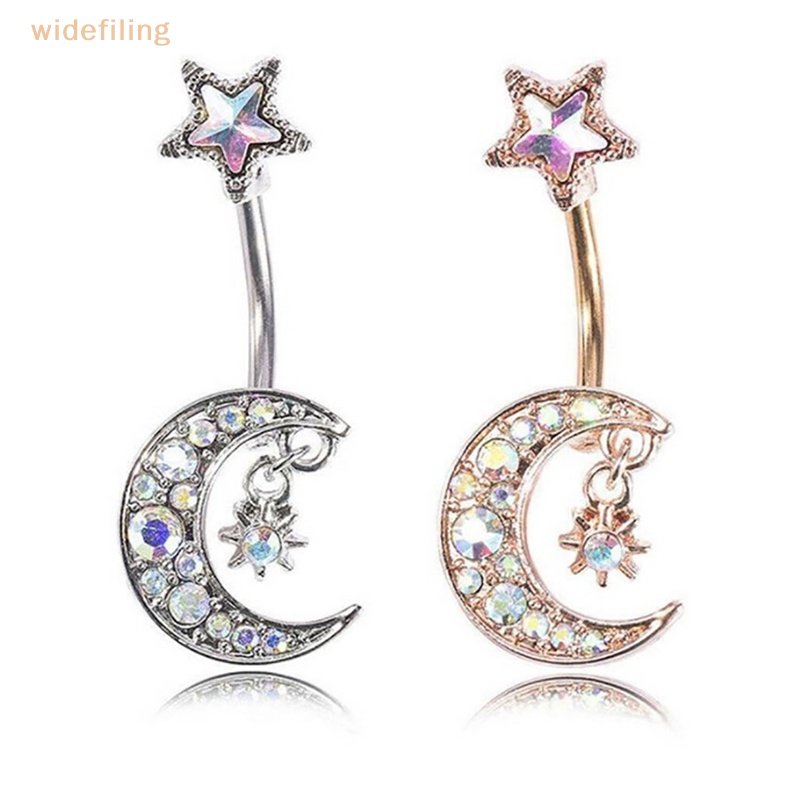 Khuyên Rốn Hình Ngôi Sao Mặt Trăng Đính Đá Pha Lê 14G