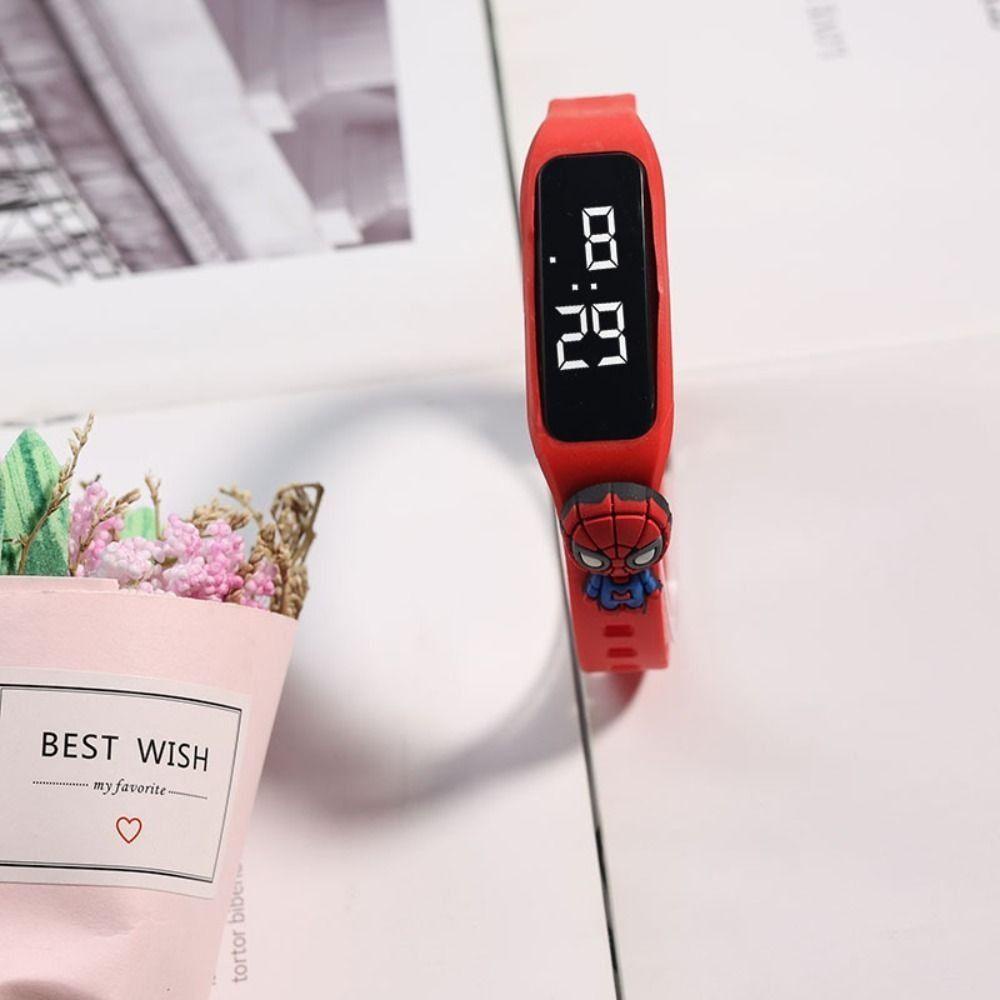 Anemone Đồng Hồ Đeo Tay Điện Tử LED Hình Búp Bê Người Nhện Đường Kính 16mm Chống Thấm Nước Dây Ruy Băng Mỏng Hình Chữ Nhật Thể Thao Cho Nam Và Nữ