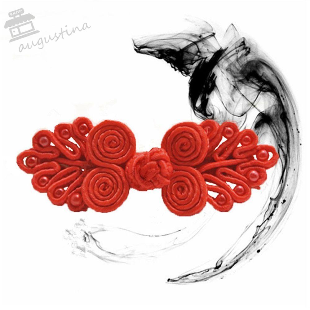 AUGUSTINA Set 5 Nút Thắt Ruy Băng Đính Hạt Hình Ếch Trung Hoa Dùng Trang Trí Thủ Công DIY