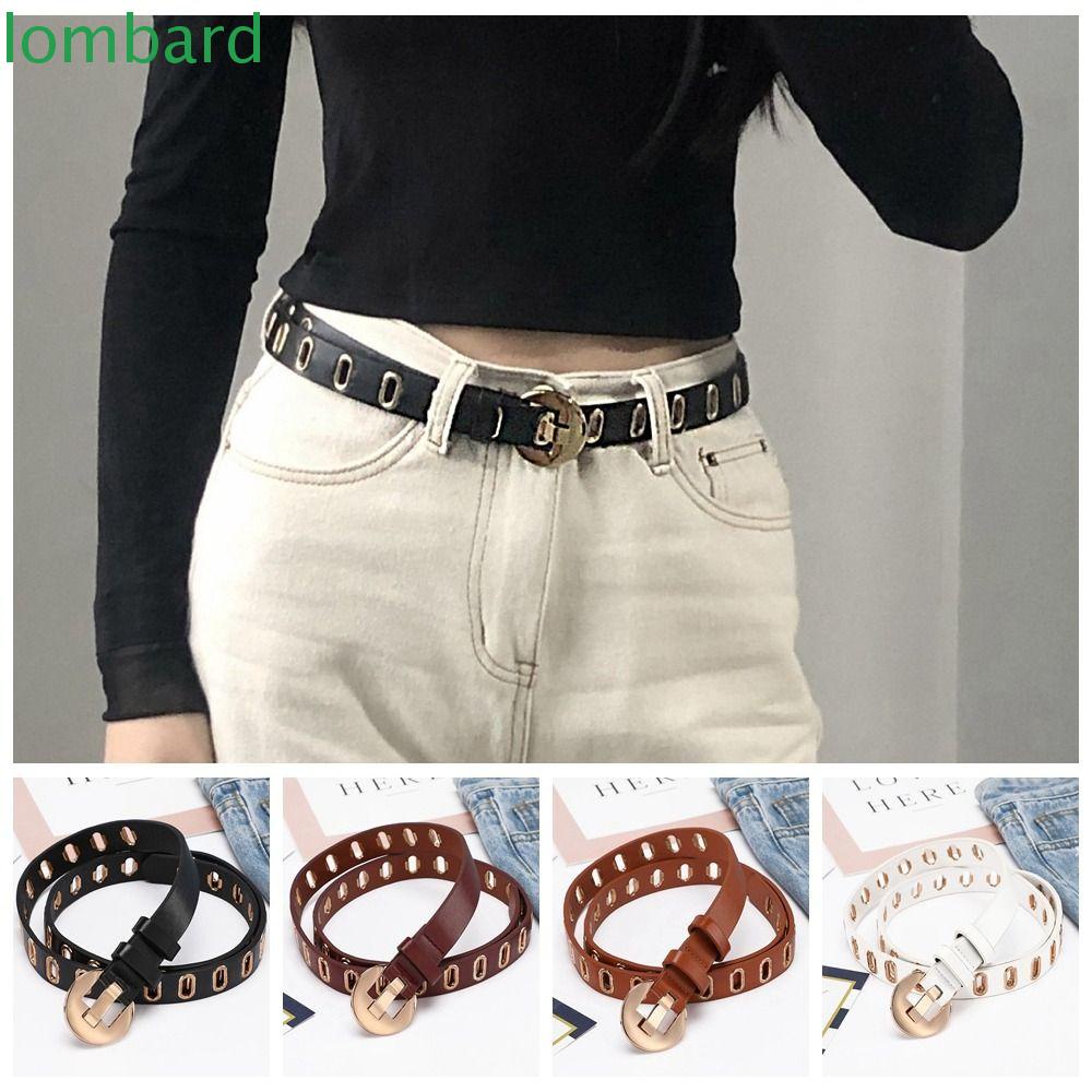 Thắt Lưng Da PU Hình Oval Rỗng Phong Cách Vintage Cho Nam Nữ