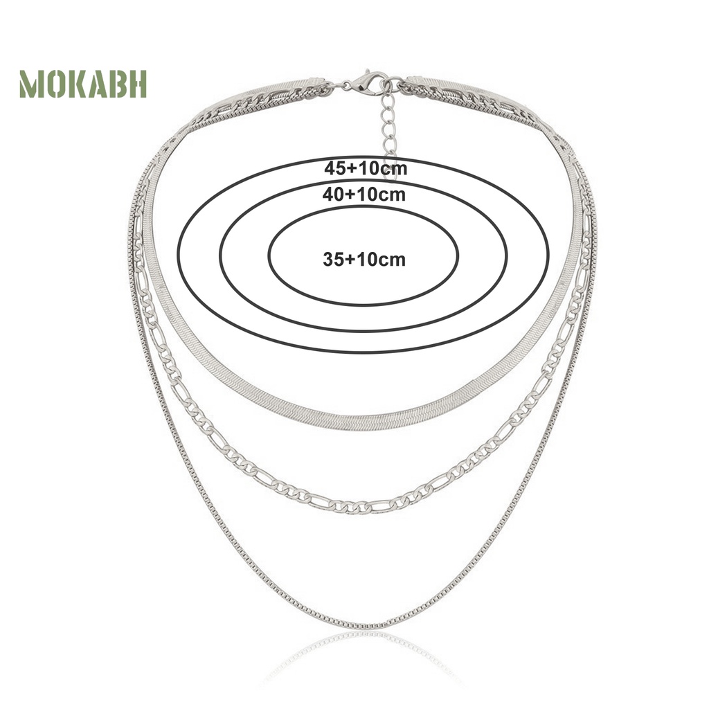 Vòng Cổ Xương Rắn 3 Lớp Màu Vàng / Bạc Tùy Chỉnh Thời Trang Phong Cách Punk Cá Tính [Mok Abh] Dành Cho Nữ