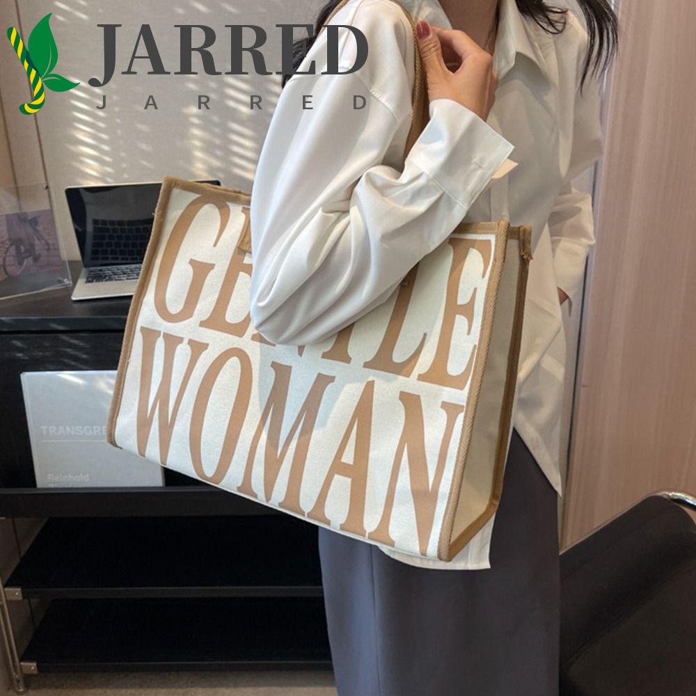 JARRED Túi Tote Đeo Vai In Chữ Dễ Thương Di Động Thời Trang Cho Nữ