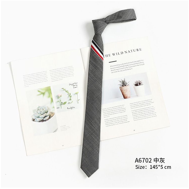 Cà Vạt Đồng Phục Bachelor Kẻ Sọc Caro Xám Phong Cách Retro Nhật Bản Cho Nam Nữ