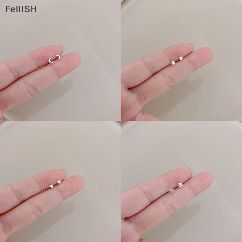 Bông Tai Hình Ngôi Sao / Trái Tim / Mặt Trăng Mini Đơn Giản Thời Trang Cho Nữ 439br