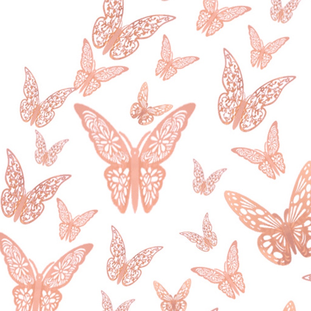 Set 36 Miếng Dán Tường Hình Bướm 3D Bằng Giấy Tự Dính Trang Trí Nhà Cửa