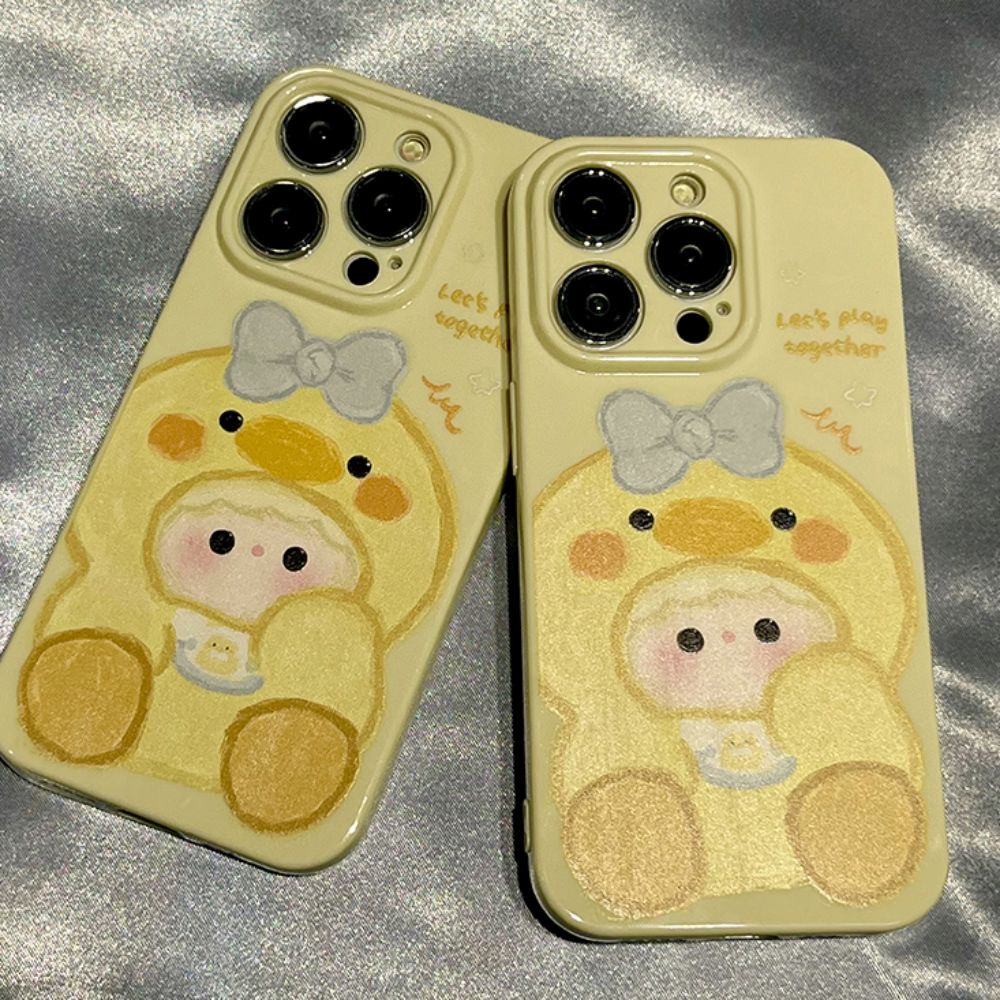 Ốp Điện Thoại TPU Dẻo Họa Tiết Hoạt Hình Chú Vịt Vàng Dễ Thương Chống Rơi Cho IPhone 11 12 13 14 Pro Max