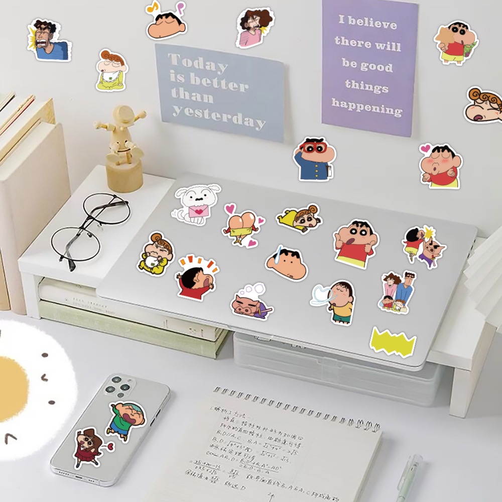 Bộ 60 Sticker Hoạt Hình Cậu Bé Bút Chì Shin-Chan Nhật Bản Dễ Thương Trang Trí Điện Thoại / Cốc Nước