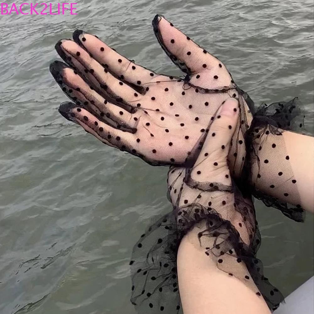 BACK2LIFE 1 Đôi Găng Tay Vải Tuyn Ren Chống Nắng Co Giãn Linh Hoạt