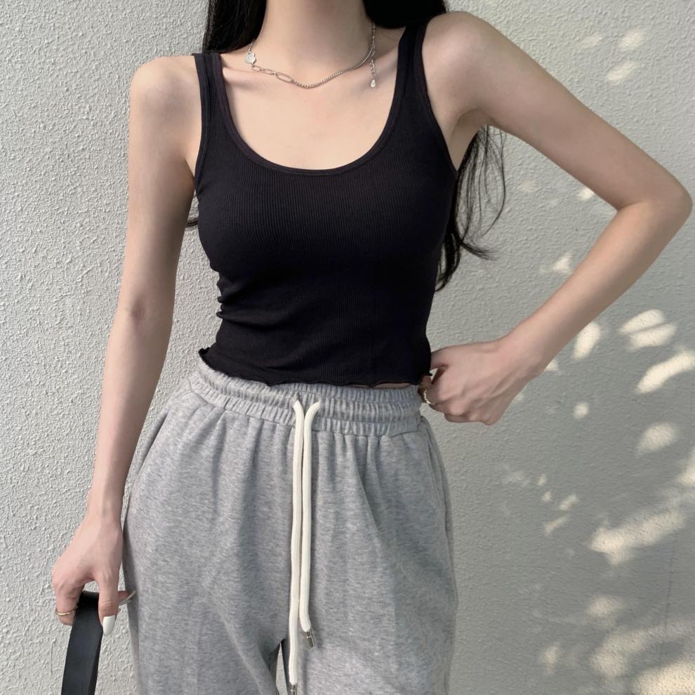 [CÓ MÚT] Áo ba lỗ croptop viền sóng có đệm chất thun tăm siêu mềm đẹp MS1190