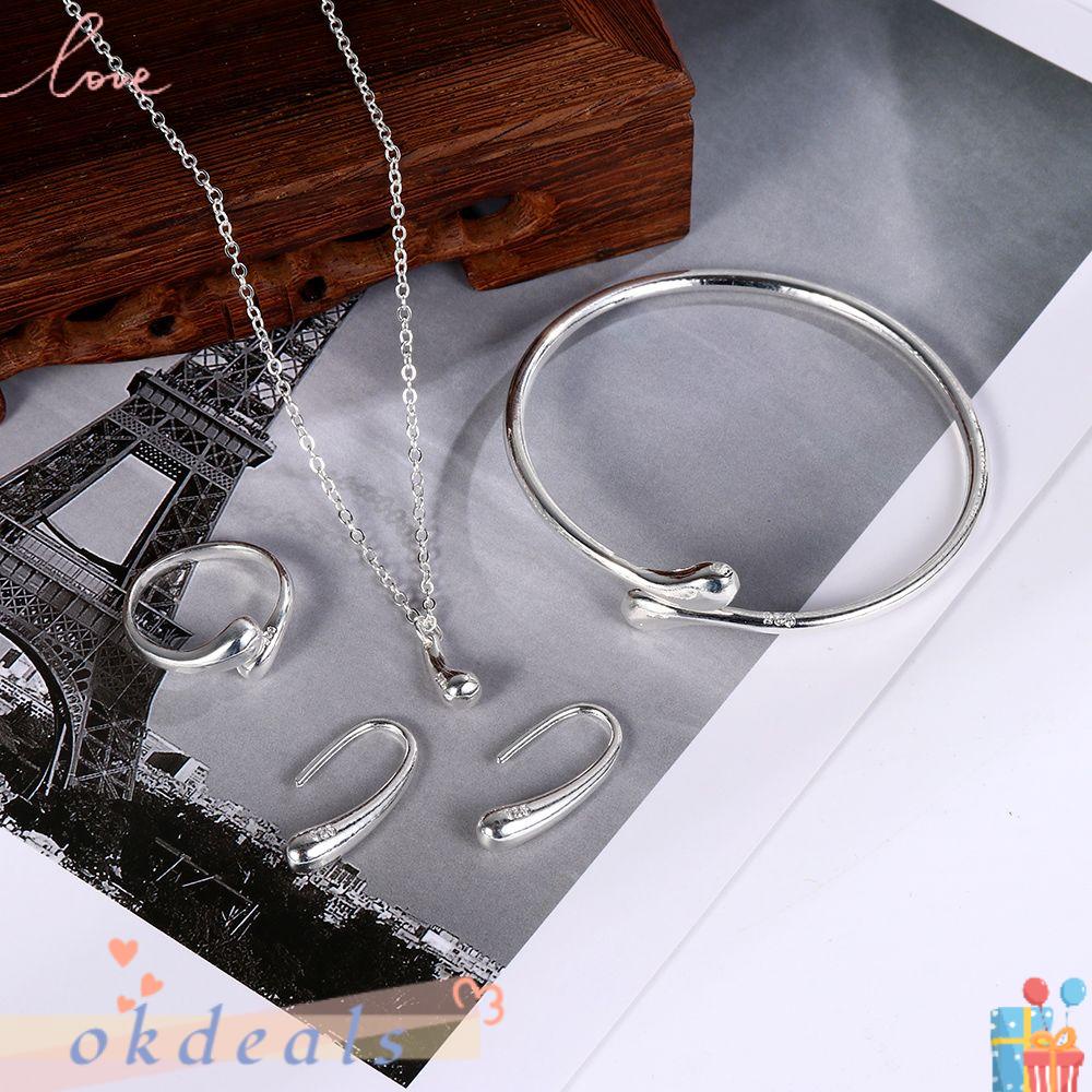 OKDEALS Bộ Nhẫn Bạc Có Thể Điều Chỉnh Kích Cỡ