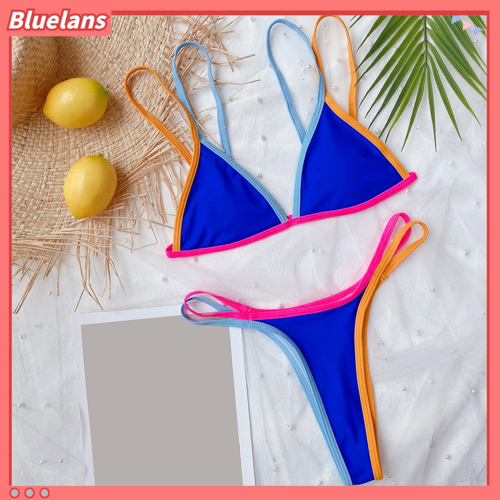 Bộ Đồ Bơi 2 Mảnh Màu Sắc Tương Phản Nhanh Khô Thời Trang Mùa Hè Cho Nữ