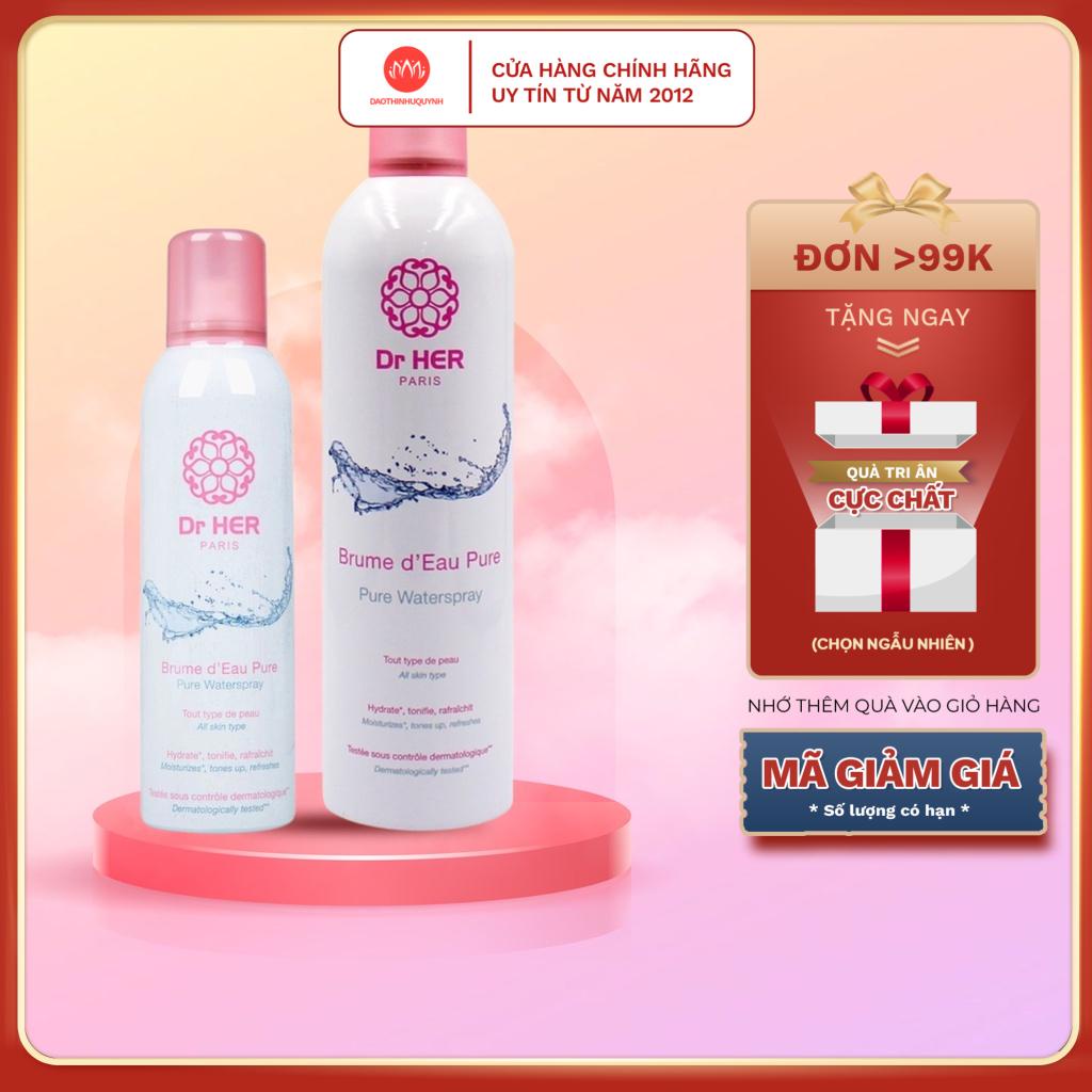 Xịt Khoáng Dr.Her Paris Pure Water Spray Làm Dịu Da - Cấp Ẩm Cho Da- Giảm Mụn Dr Her Pháp 150ml - 400ml