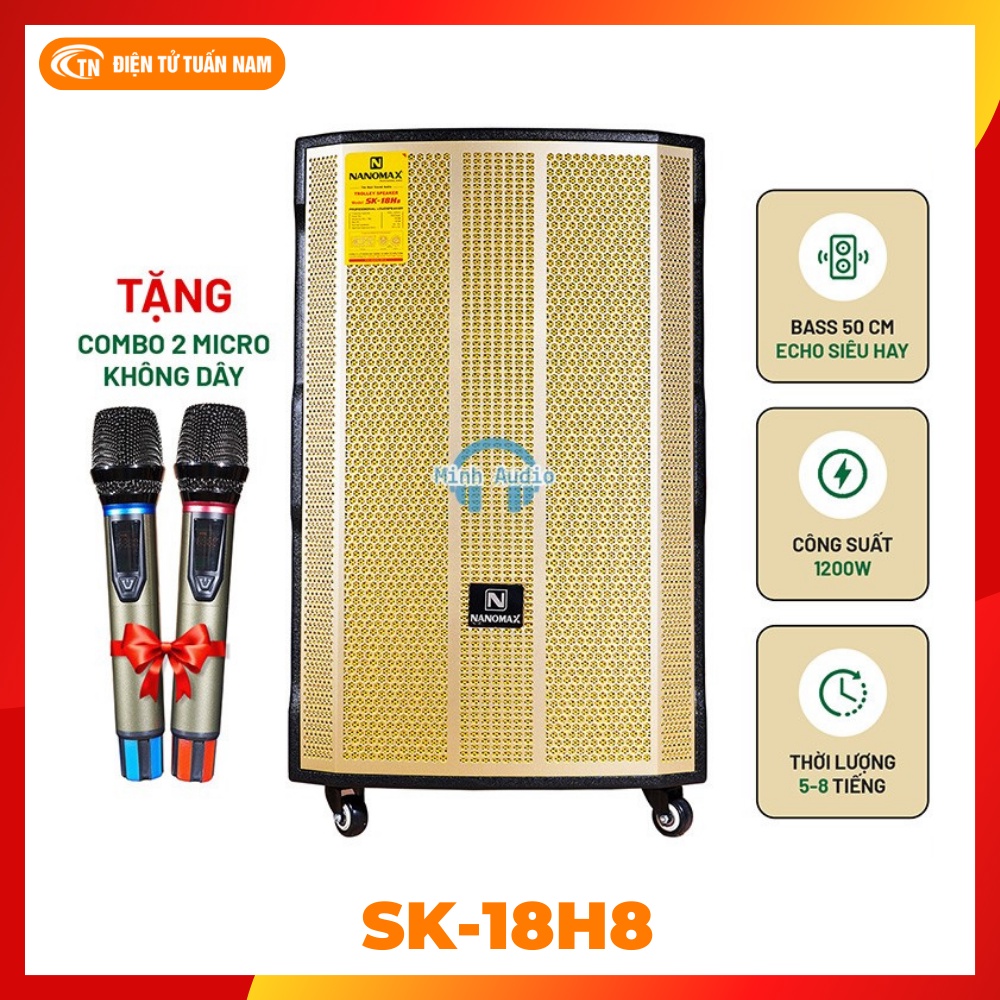 Loa Kéo Karaoke Nanomax SK-18H8 5 Tấc Công Suất Lớn 1200W Chất Lượng Âm Thanh Tốt Tặng Kèm 2 Mic RT9