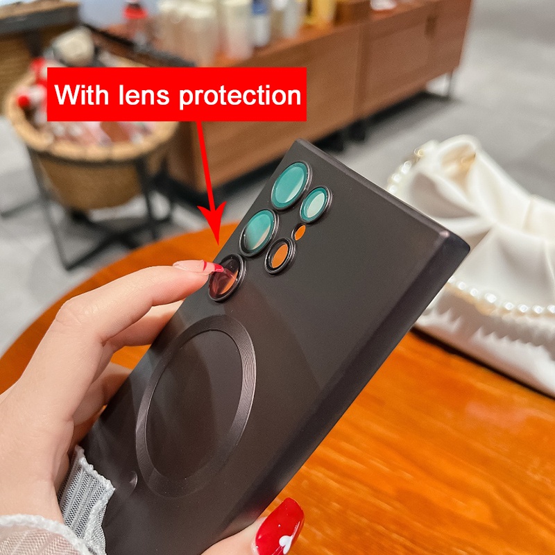 Ốp Điện Thoại Nam Châm Không Dây Sang Trọng Cho Samsung Galaxy S23 S22 S21 S20 Ultra Plus FE