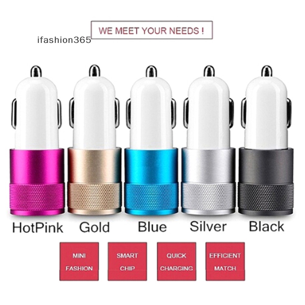 Tẩu Sạc Nhanh 2 Cổng USB DC 3.1A Mini Tiện Dụng Cho Điện Thoại / Máy Tính Bảng / laptop ifashion365