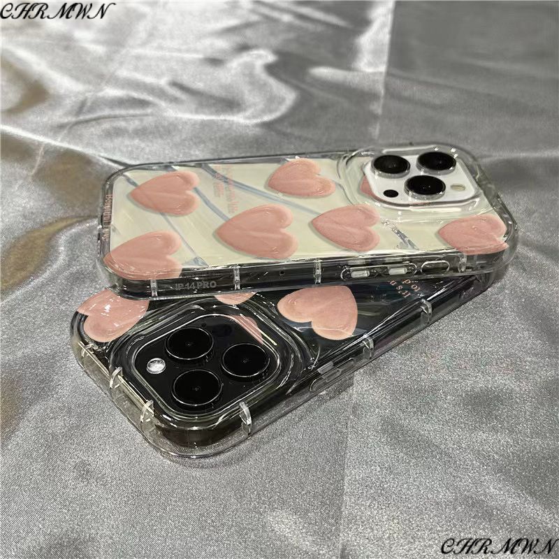 Ốp Điện Thoại Dẻo Trong Suốt Họa Tiết Trái Tim Màu Trắng Cho iPhone14promax 1312 / 11 7 / 8plus xr / sins Q8HI