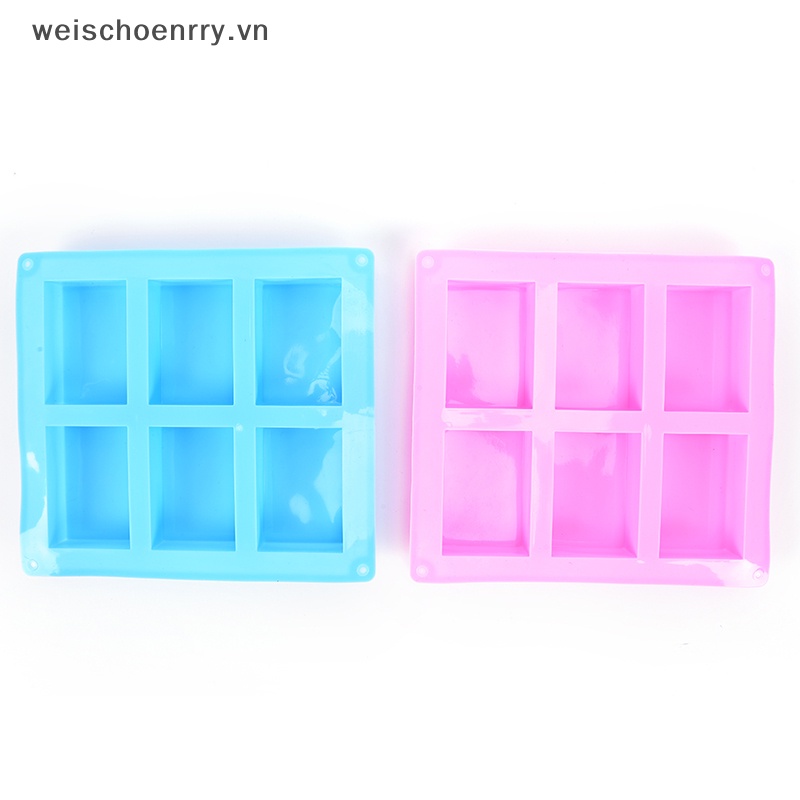 Khuôn Silicon Làm Đá / Xà Phòng Hình Chữ Nhật 6 Ngăn DIY