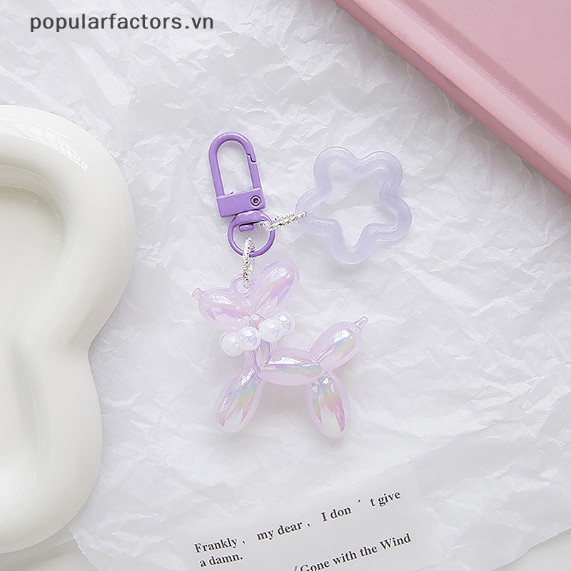 Móc Khóa Acrylic Hình Cún / Ngôi Sao / Bóng Bay Màu Kẹo Dạ Quang Dễ Thương Thời Trang