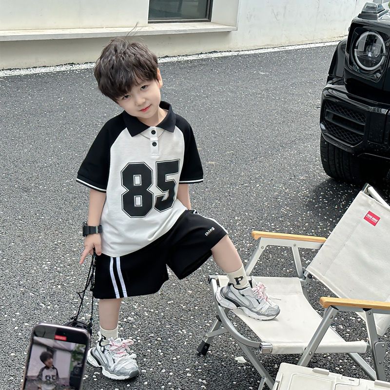 Áo polo Tay Ngắn Màu Tương Phản Thời Trang Cho Bé Trai