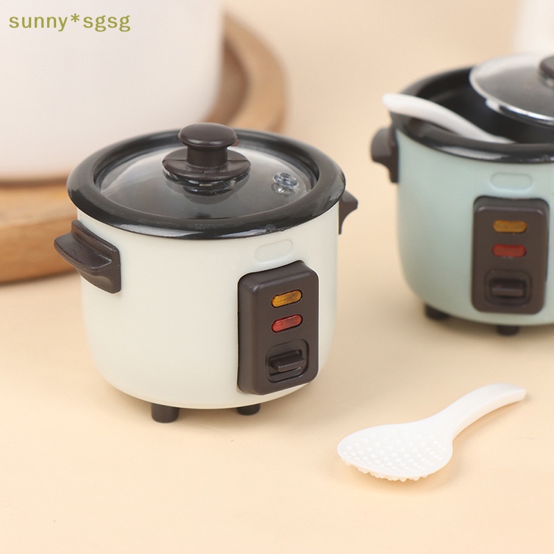 Sunny * SGSG 1:12 Dollhouse Mini Nồi cơm điện W/Muỗng gạo nhà bếp đồ dùng nhà bếp nấu ăn mô hình mới