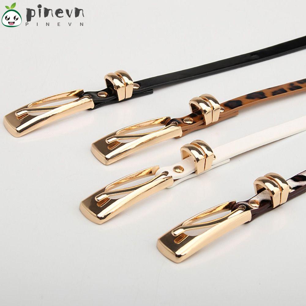 Thắt Lưng Da Màu Trơn Khóa Hợp Kim Thời Trang Cho Nữ