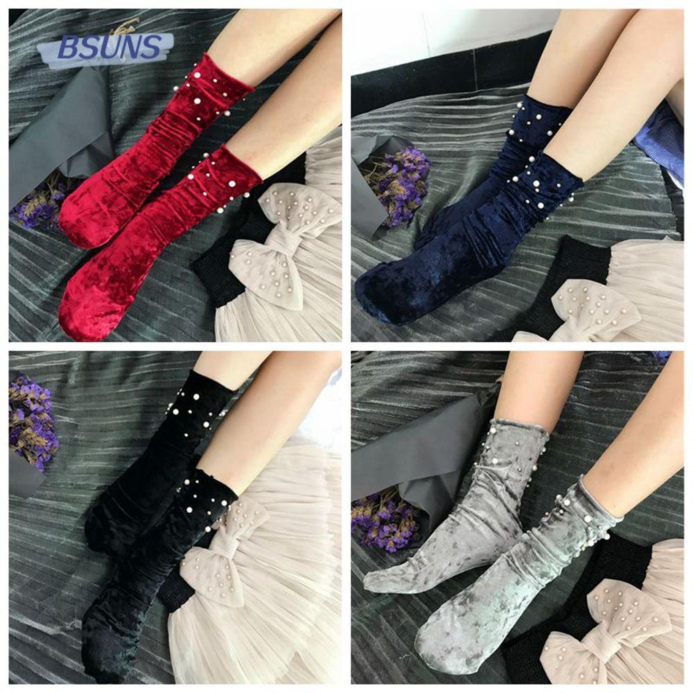 BSUNS Tất Nhung Mềm Mại Phong Cách Vintage Thời Trang Cho Nữ