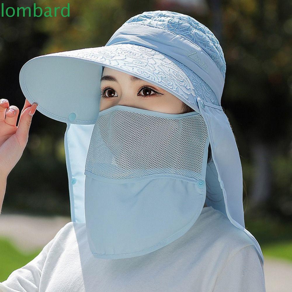 LOMBARD Mũ Tai Bèo Vành Rộng Chống Tia UV Thêu Chữ Thời Trang Mùa Hè Cho Nam